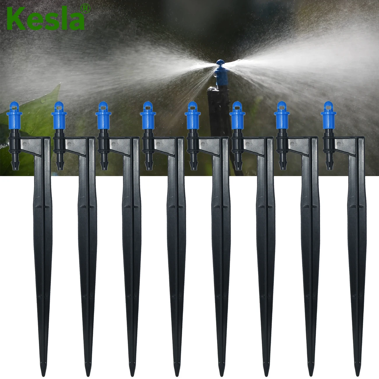 

KESLA 50PCS Garden 360 Degrees Watering Sprinklers Mist Nozzles on 200MM Stake 4/7mm Irrigation Micro Drip Sprays Greenhouse