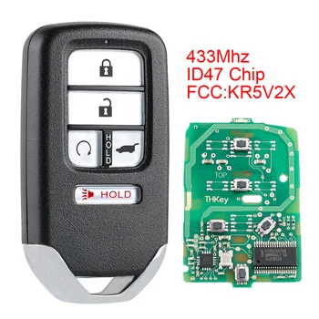 

433Mhz FSK SUV 5 Buttons Smart Keyless Car Remote Fob with ID47 Chip KR5V1X Fit for Honda Piot CR-V Civic 2016 2017 2018 2019