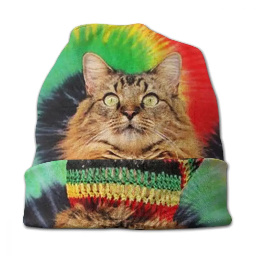 Rasta Cat, регги, унисекс, для взрослых, Повседневная шапка, уличная, ветрозащитная, вязанная, лыжная, с рукавом, Skully, шапочки, шапка