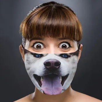 

Unisex Funny Face Mask Reusable 3d Dog Printed Mouth Cover Dustproof Adjustable Windproof Washable Face Shield mascarilla A50