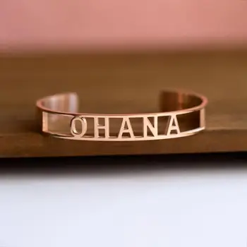 

Hollow Out Mantra Cuff Bangles Rose Gold Color Stainless Steel Positive Inspirational Words Bracelet For Women Femme Bijoux