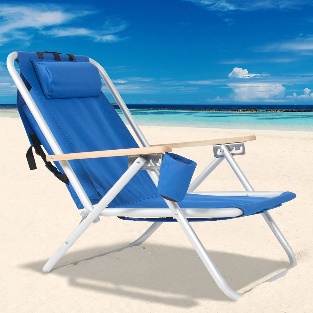 Us Warehouse Portable High Strength Beach Chair With Adjustable Headrest Blue Beach Chairs Aliexpress