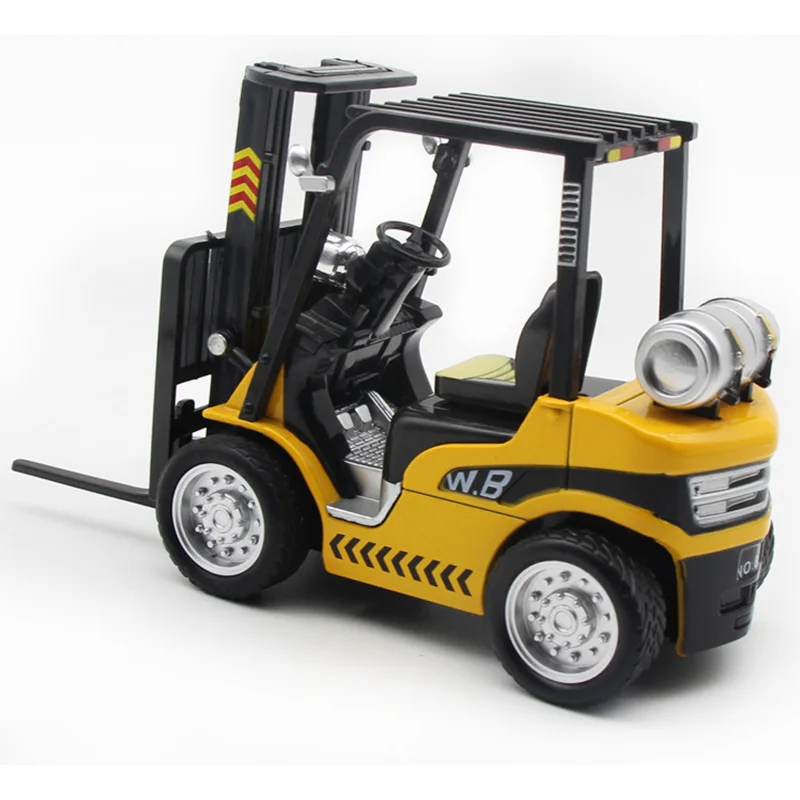 1/24 Scale Forklift Lift Truck Construction Vehicle Diecast Model Boys Toy Light 