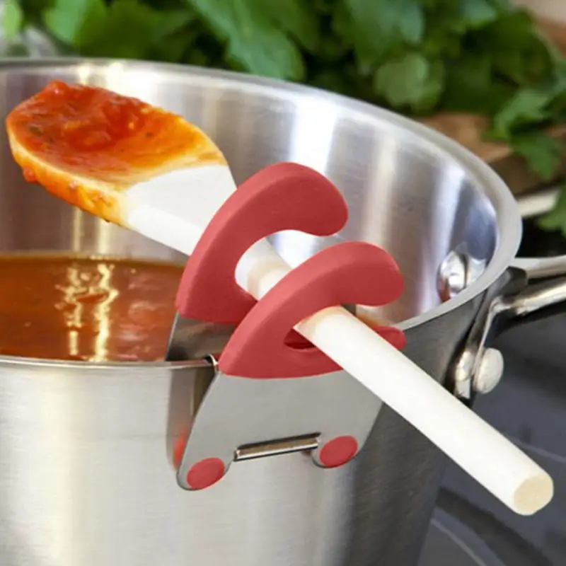 Stainless Steel Pot Clip Anti-scald Scoop Clamp Kitchen Tools Rubber Spoon Holder Handy Gadget kitchen gadgets | Дом и сад