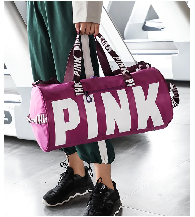 New PINK travel bag sports fitness bag men and women fashion shoulder bag outdoor large capacity handbag