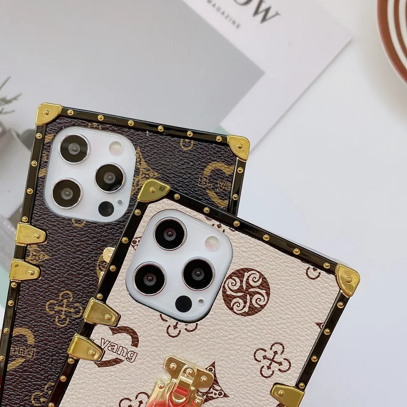 Leather Coque Phone Case for Iphone 13 11 12 Pro Max Square