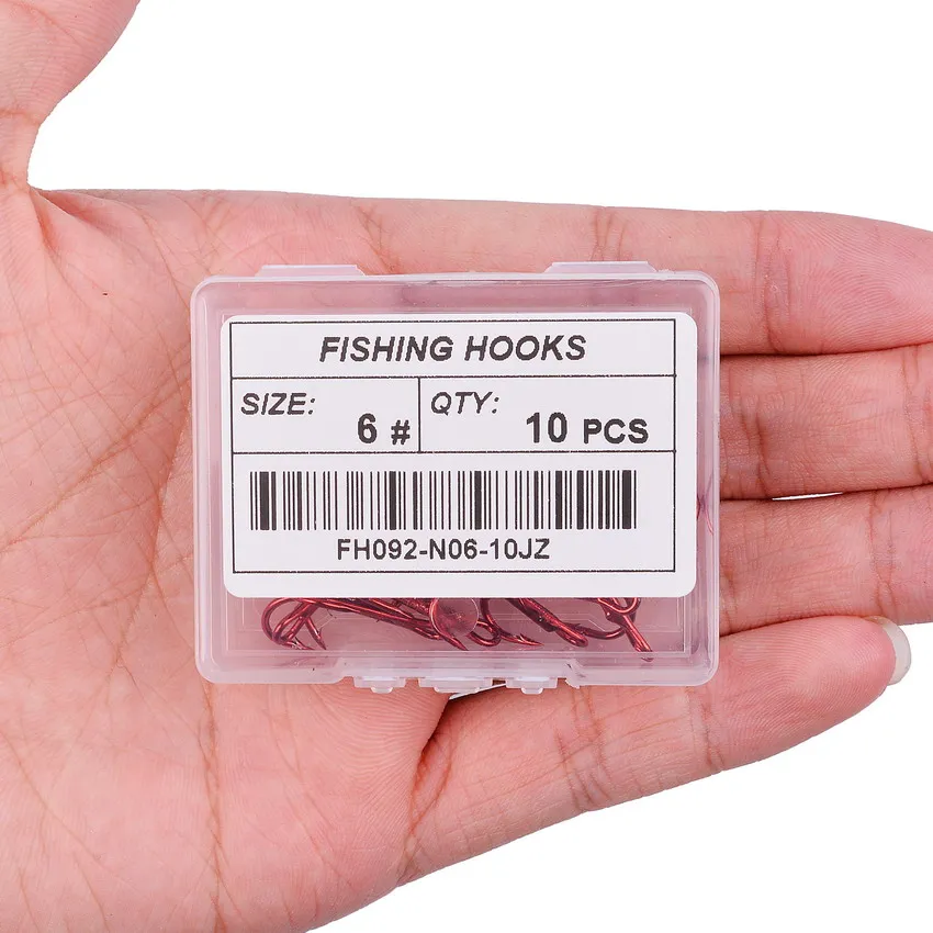 10pcs/ Box Fishing Hooks High Steel Carbon Material Treble Fishing