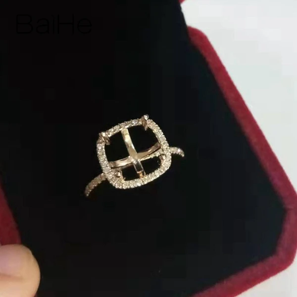 BAIHE Solid 14K розовое золото(AU585) сертифицированное обручальное женское винтажное ювелирное элегантное уникальное кольцо с полукреплением в подарок