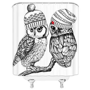 

Realistic Owl Shower Decorations, Watercolor Splash Winter Countryside Scenery Painting, Barred Owls Stood on The Tree Branch