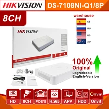 Hikvision-Grabadora de vídeo de red de seguridad, NVR Original, DS-7108NI-Q1/8P, 8 canales, NVR POE, vista de 6MP, 4MP, grabación H.265 + SATA para POE IPC