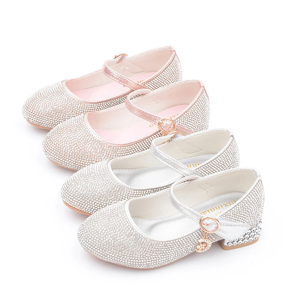Свадебные вечерние туфли для малышей; цвет розовый; chaussure enfant fille; блестящий серебристый галстук бабочка туфли принцессы на каблуке spuare