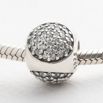 

Authentic S925 Sterling Silver Bead DIY Jewelry Dazzling Droplet Charm fit Pandora Bracelet Bangle Pave Clear CZ Girl Gift