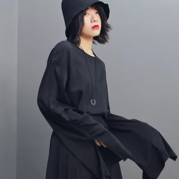 

LANMREM O-neck Solid Color Long Sleeve T-shirt Women 2020 New autumn Streetwear Loose Wild Outer Wear Knit Tops Tide PD195
