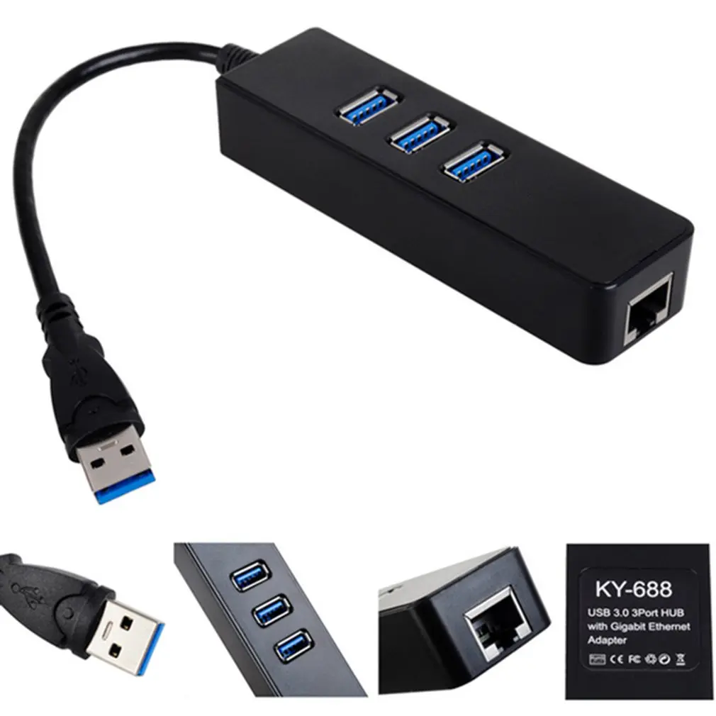 USB3.0 Gigabit LAN+ 3-портовый КОНЦЕНТРАТОР USB к 3,0 RJ45 Gigabit LAN с 3HUB Многофункциональный Gigabit Ethernet кабель сетевой адаптер