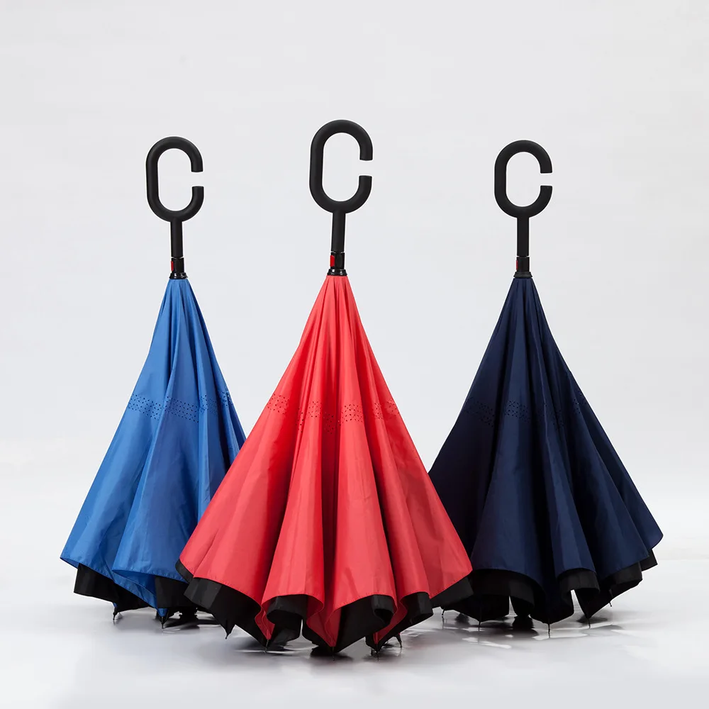 

Creative Reverse C Type Double Layer Car Customizable Anti-Bone Parasol Customizable Logo All-Weather Umbrella All-Weather