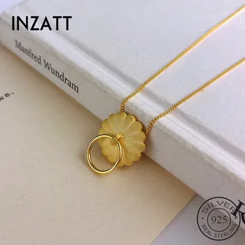 

INZATT Real 925 Sterling Silver Hollow Round Pendant Necklace For Women Party Flower Cute Fine Jewelry 2019 Accessories