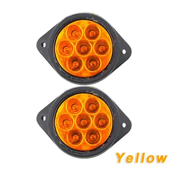

Trucks Side Marker Lights Clearance Round Lamp Bulbs Plastic + Metal 1 Pair Of 7 LED