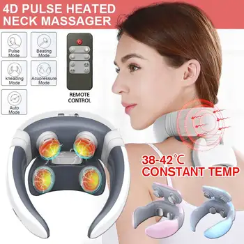 

New 4 Heads Electric Pulse Neck Massager 5 Modes Smart Shoulder Neck Massager Health Care Cervical Vertebra Relax Massage Device