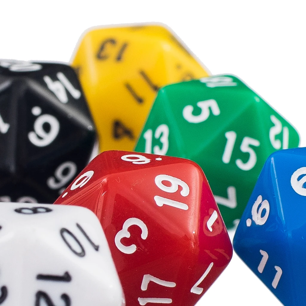 100 % brand new and high quality 6 Pcs D20 Gaming Dice Twenty Sided Die RPG D&D Six Opaque Colors