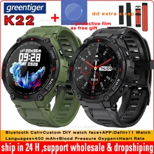 Greentiger K22 חכם שעון גברים חיוג Bluetooth שיחת לחץ דם חמצן מעורר שעון עמיד למים ספורט כושר Smartwatch PK W56