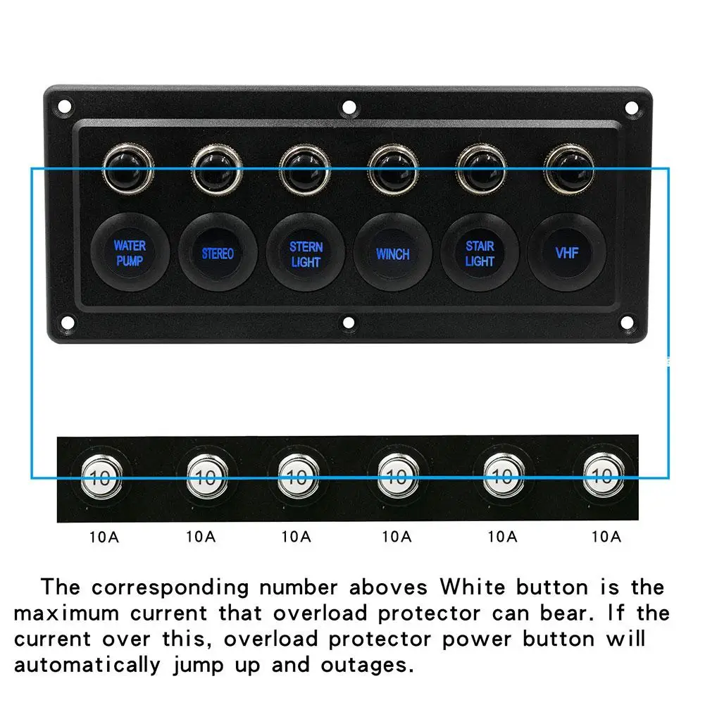 12 V/24 V Автомобильный светодиодный Сенсорный экран Панель Водонепроницаемый сенсорный Управление Панель коробка с 6 позиционный переключатель для RV автомобили судов