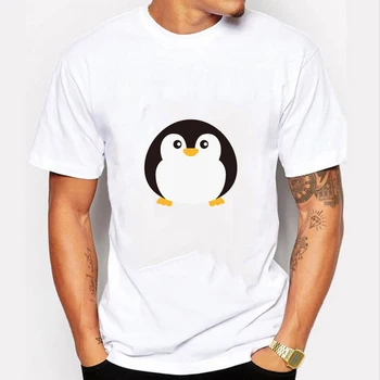 

Spring Men's Short Sleeve Penguin T Shirt Cotton O-neck Casual T-shirts Fashion Men White Tee Tops Plus Size 4XL Summer Tops
