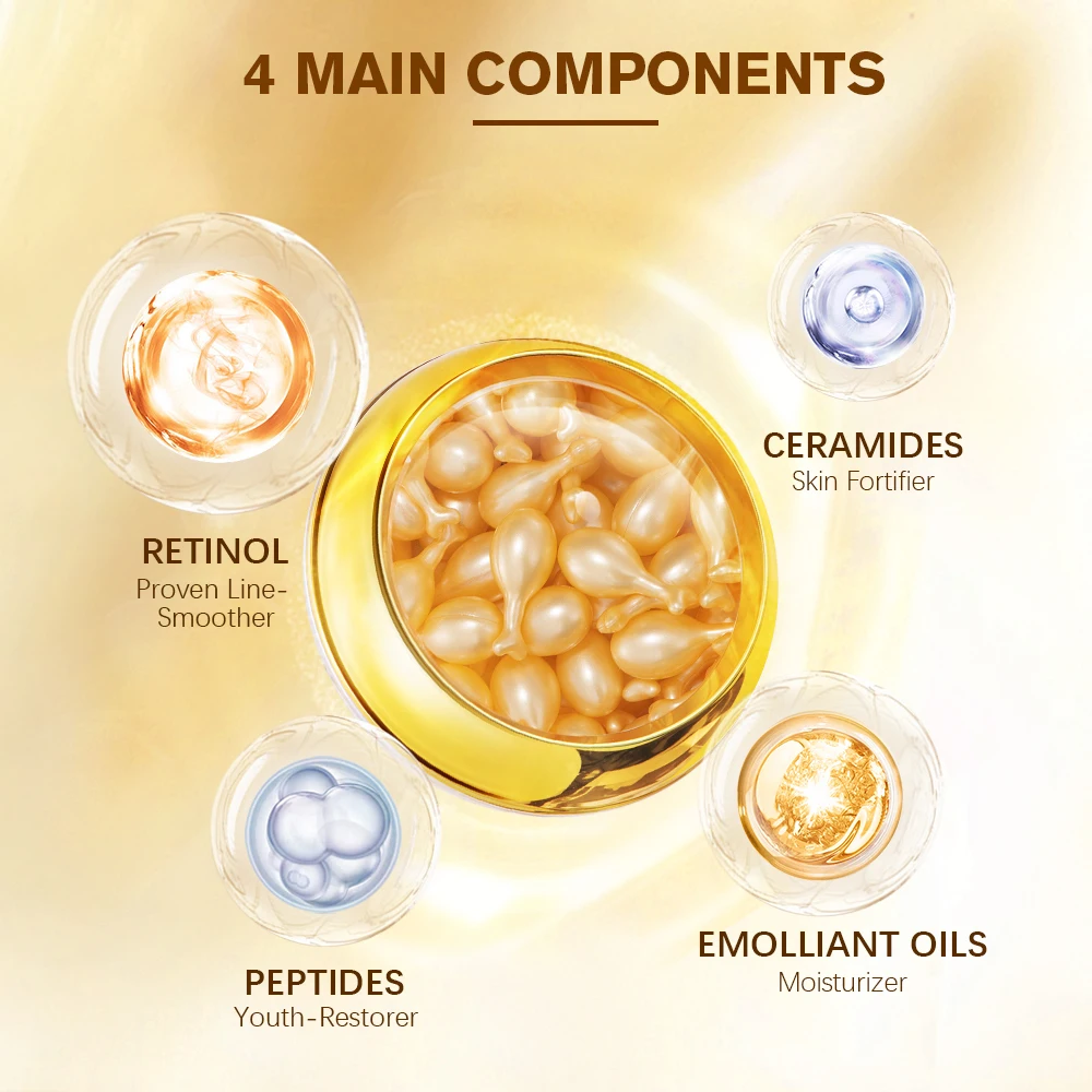 Retinolo Capsula Essenza Viso Illumina Siero Idratante Nutriente Antirughe Vitamina E Siero Viso Acido Ialuronico Cura Della Pelle - immagine 2