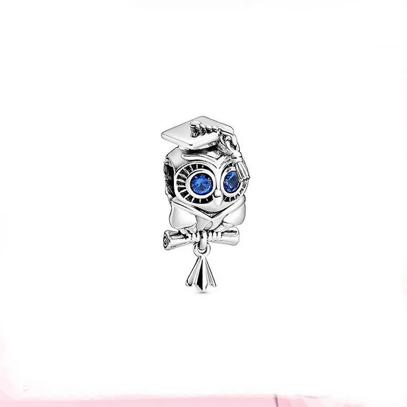 2020 Newest 925 Sterling Silver Wise Owl Graduation Charm Beads Fit Original Pandora Bracelet Necklace DIY Jewelry Makin | Украшения и