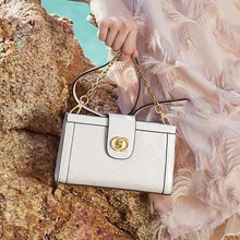 Маленькая квадратная посылка, Сумка с ромбовидной решеткой, сумка из воловьей кожи, Женская косая сумка с цепочкой, посылка, маленький чехол, сумка