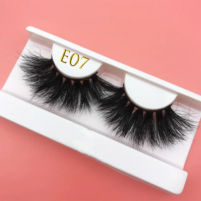 25mm E06 MIKIWI 100% handmade natural  thick  Eye lashes wispy makeup extention tools 3D mink hair volume soft false  eyelashes E07 with tray