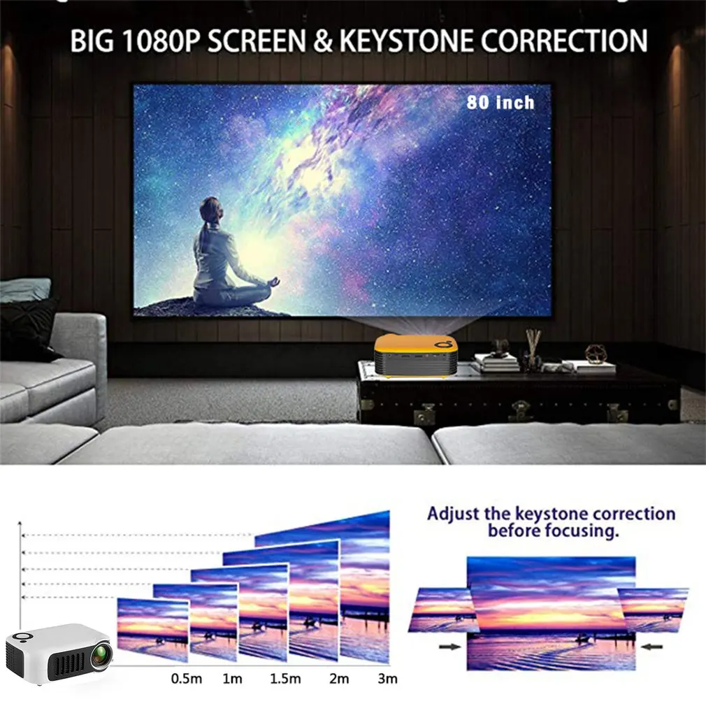 Мини портативный карманный проектор HD 1080P кино видео проекторы Домашний кинотеатр HDMI развлечения проекция белый черный