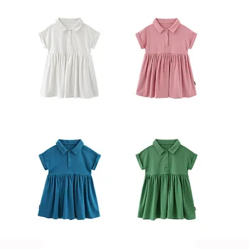 

Cute Toddler Kids Baby Girls Short Sleeve Cotton Red Summer Dress Casual Cotton Girl Dresses Clothes 1-10 Years