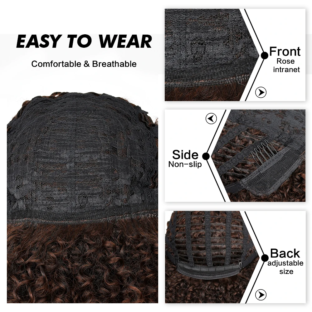 Short Afro Kinky Curly Hair Wigs For Black Women African Synthetic Fluffy And Soft Natural Looking High Temperature Wig Lizzy