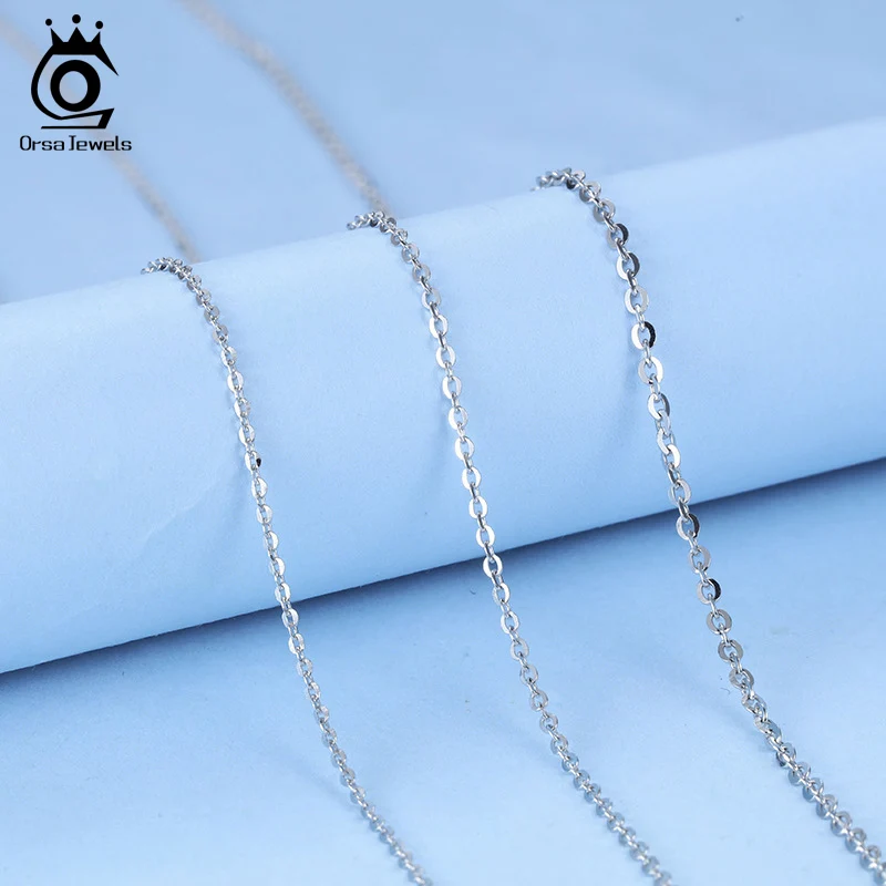 Silver Necklace 925 Sterling Silver Cable Chain Personalize Necklace 45 50 55cm For Women