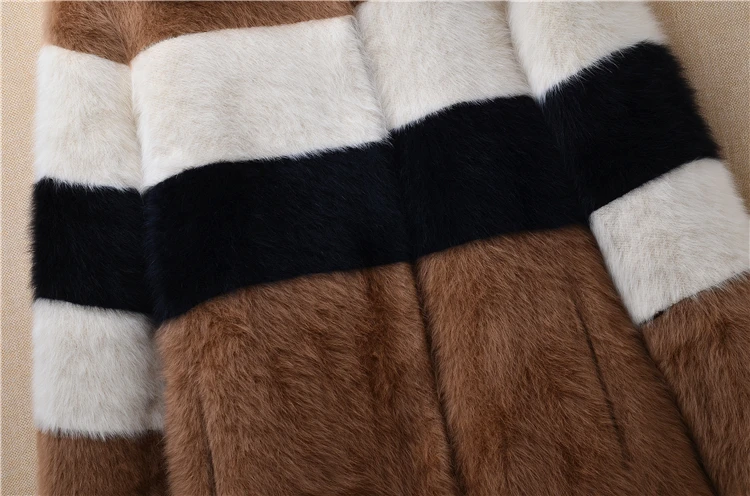 British Winter Ladies'Suede Furry Turn-collar Mink cashmere Overcoat Long-sleeved Angolan Rabbit Fur Overcoats women coat slim