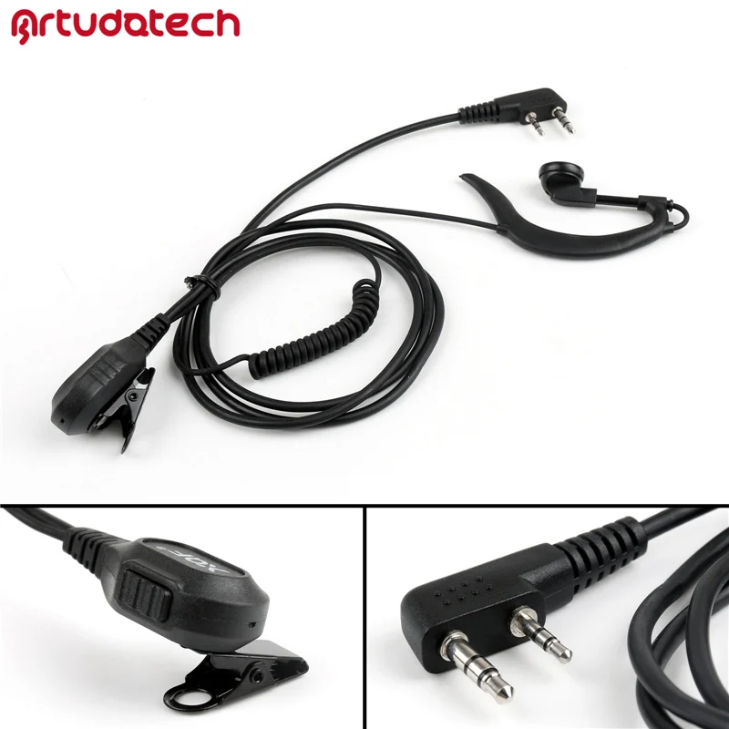 Artudatech G-Форма гарнитура, функция PTT MIC 2Pin для Kenwood RETEVIS TK-308 TK-320 TK-340 TK-340D TK-348 TK-350 TK-353