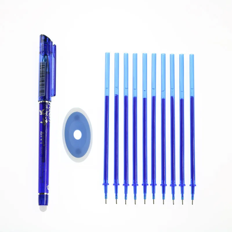 12pc blue Стержень со стираемыми чернилами заправочная игла 0,5 мм Волшебная палочка стираемая ручка многоцветный чернилами стираемый резиновые Канцелярские принадлежности Письменные принадлежности подарок инструмент - Цвет: 12pc blue