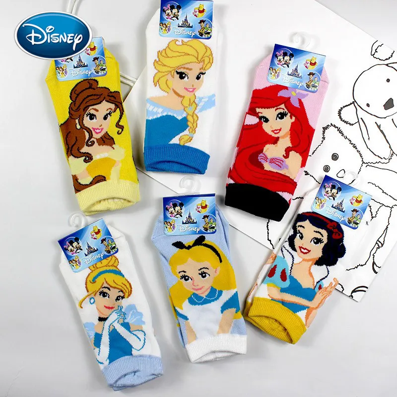 Calcetines de dibujos animados de Disney para niños y niñas, medias de algodón de 3-5-7-10 años para primavera y otoño