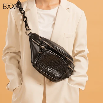 

[BXX] PU Leather Chest Bags For Women 2020 Autumn Winter Branded Shoulder Handbags and Purses Female Trend Cross Body Bag HO913