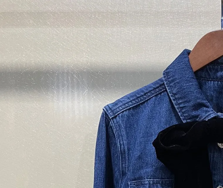 Women's Bow Tie Denim Coat Cotton Velvet Single Breasted 2021 Autumn