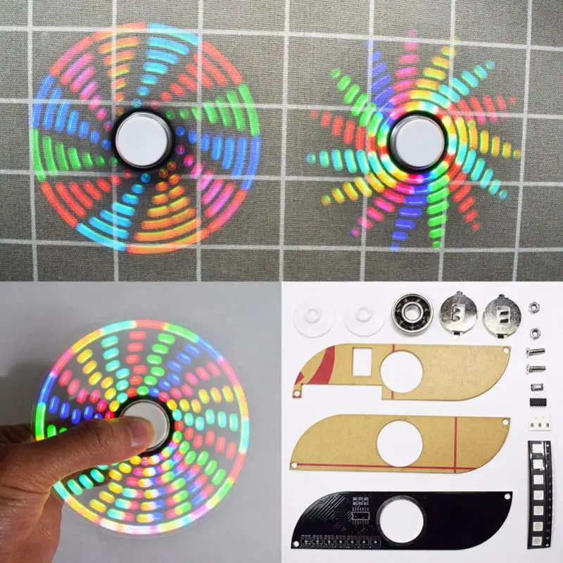 DIY полноцветный вращающийся POV светодиодный электронный набор 5050 RGB светодиодный вращающийся Спиннер