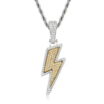 

Iced Out Lightning Necklace & Pendant New Arrival AAA Zircon Men'S Necklace Fashion Hip Hop Jewelry Gift