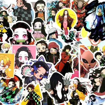 

50pcs Demon Slayer: Kimetsu No Yaiba Anime Sticker Stickers PVC Graffiti Stickers Suitcase Luggage Guitar For Children Toys