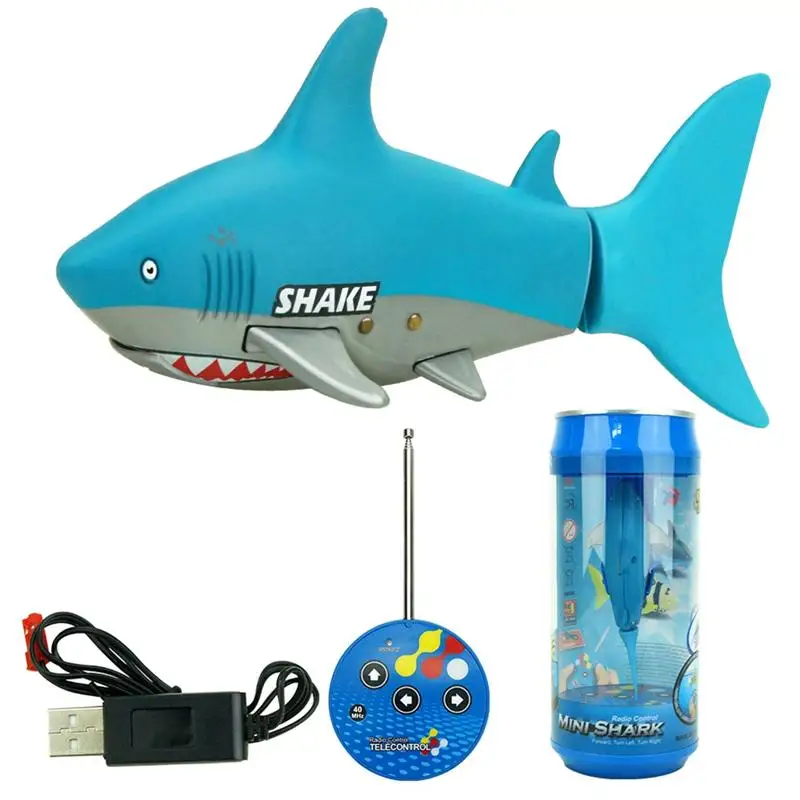 Mini Radio Remote Control RC Shark Toy Educational Real Shark Remote Control Boats Outdoor Games Toys(Mazarine