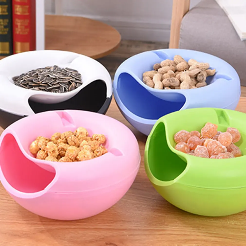 1 PC Modern Living Room Creative Shape Lazy Snack Bowl Plastic Double