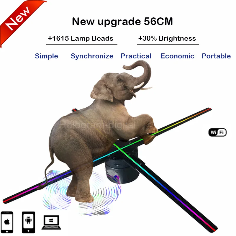 2021 новейший 3d голограммный вентилятор Wfi App 56 см светодиодный рекламный дисплей |