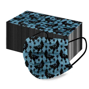 

50pcs Butterfly Pattern Mask Lace Disposable Earloops Breathable Mouth Face Mask Elastic Windproof Product Mask Mondkapjes