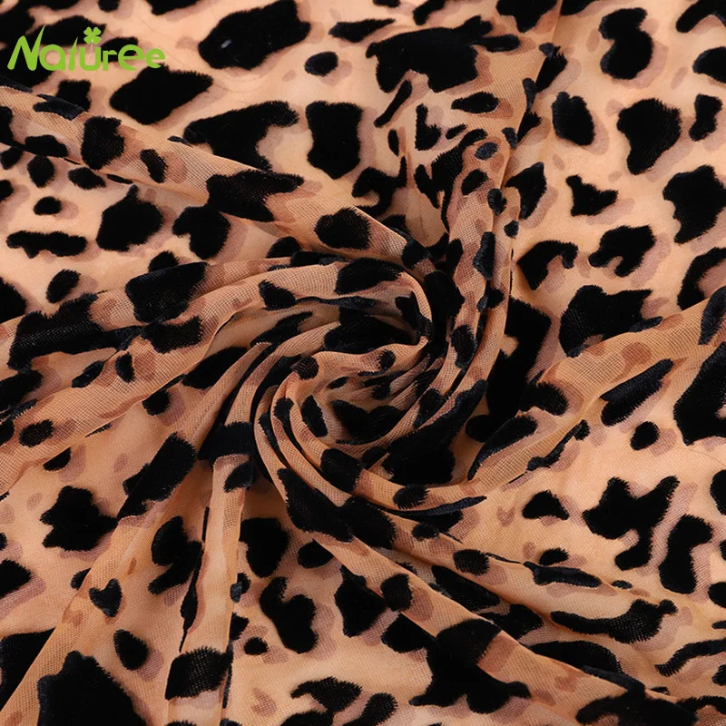 50 см* 140 см леопардовая бархатная ткань парча жженая набивная ткань для повседневной носки Подушка шарф ткань