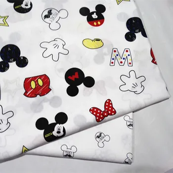 

cartoon mickey letters print cotton fabric tissus patchwork DIY sewing material baby cloth bed sheet thin cotton fabric