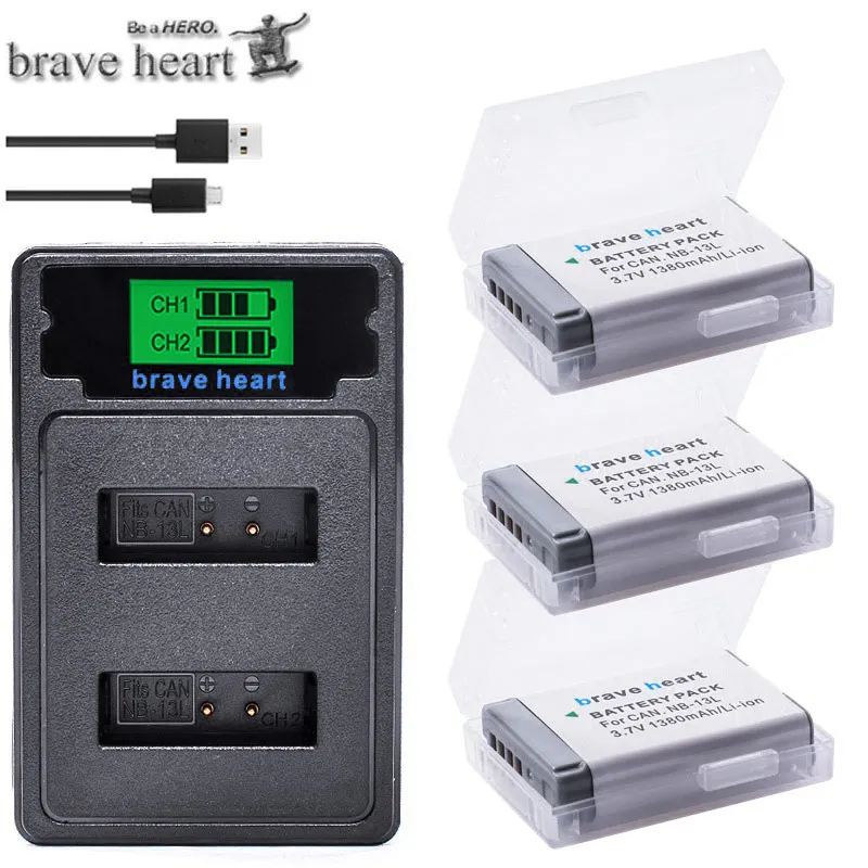 charger and 3battery 4x NB-13L NB 13L батарея+ TYPE-C ЖК двойное зарядное устройство для Canon G7X G9X G5X G7X Mark II G9X Mark II SX620 HS SX720 HS - Цвет: charger and 3battery
